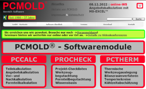 PCMOLD®-Kalkulations-Software